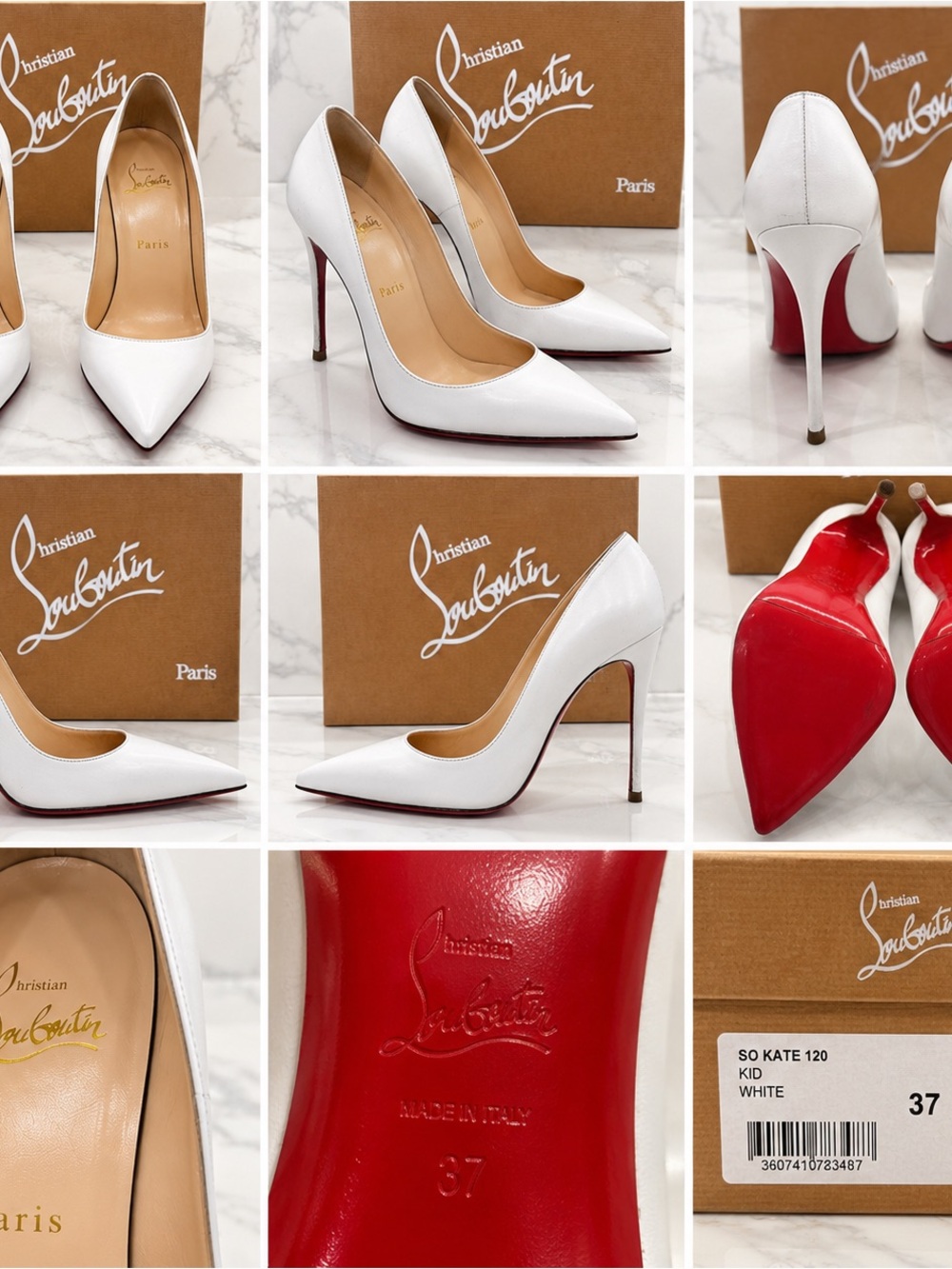 Christian Louboutin White Patent Leather So Kate 120 Pumps with Red Sole